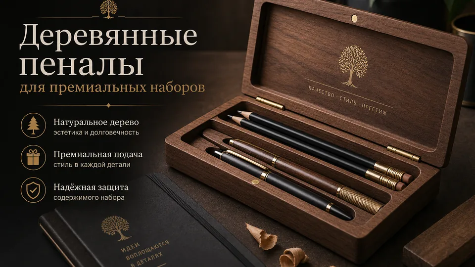 Деревянные пеналы для премиальных наборов: конструктив, материалы и брендирование