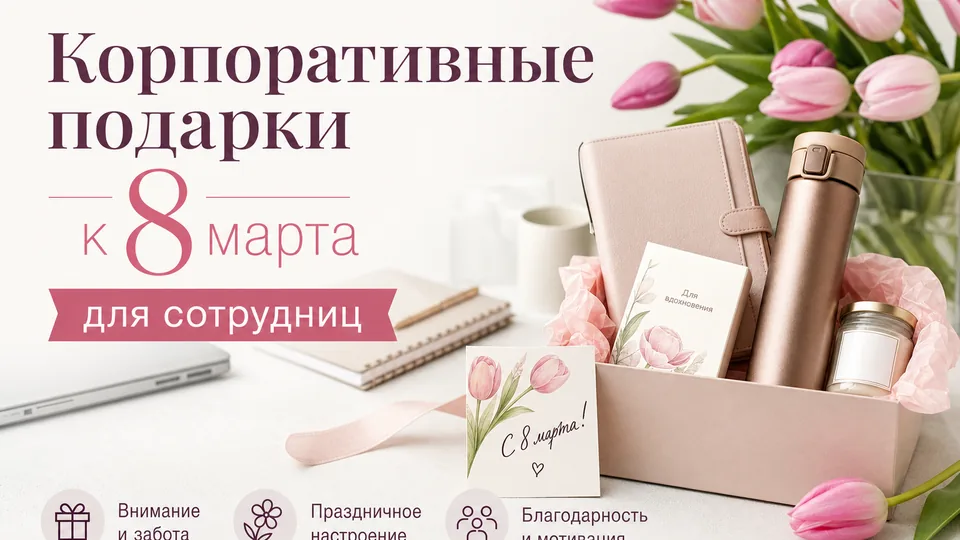 Корпоративные подарки к 8 марта для сотрудниц: чек-лист по разработке, производству и брендированию наборов под ключ