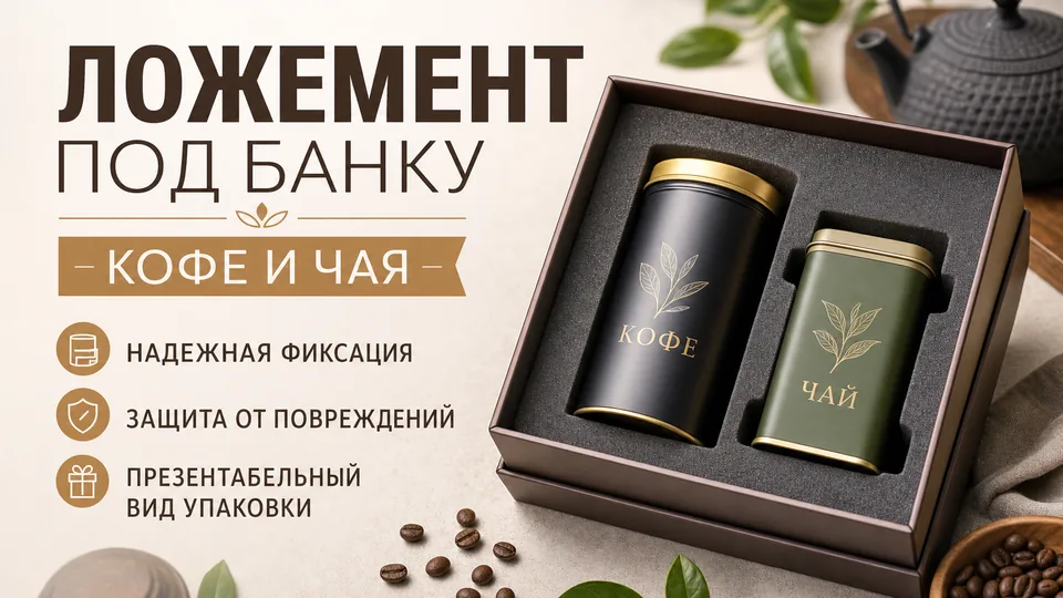 Ложемент под банку кофе и чая: устойчивое размещение в подарочной коробке