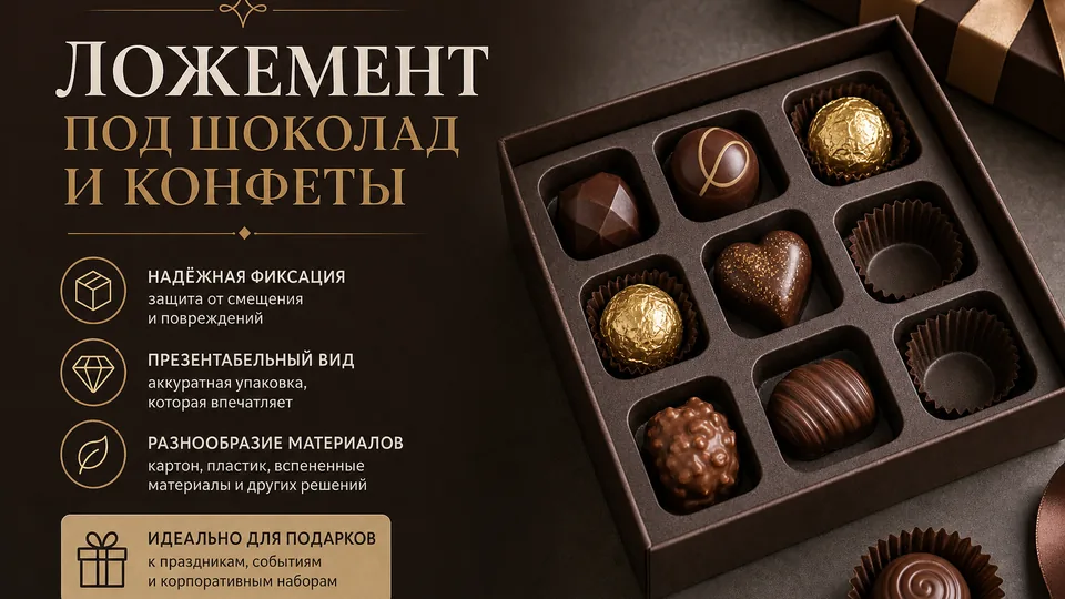 Ложемент под шоколад и конфеты: надежная укладка премиальных сладостей