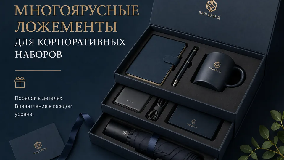 Многоярусные ложементы для корпоративных наборов: как собрать подарок, который не развалится при вручении