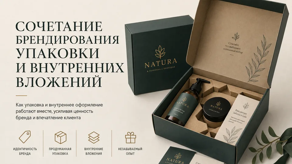 Сочетание брендирования упаковки и внутренних вложений: единый стиль набора