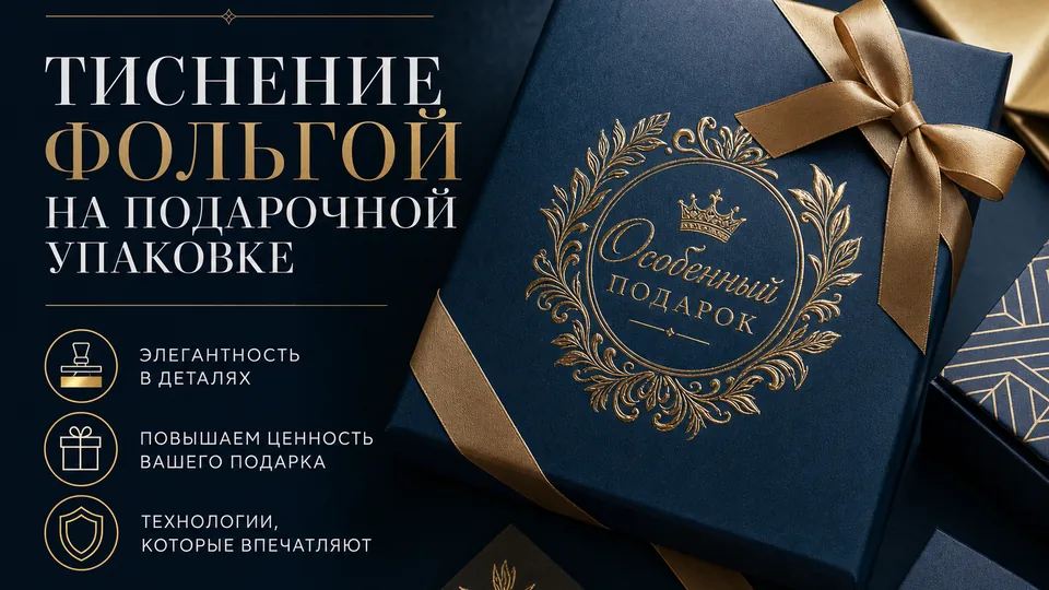 Тиснение фольгой на подарочной упаковке: виды, эффекты и как выбрать