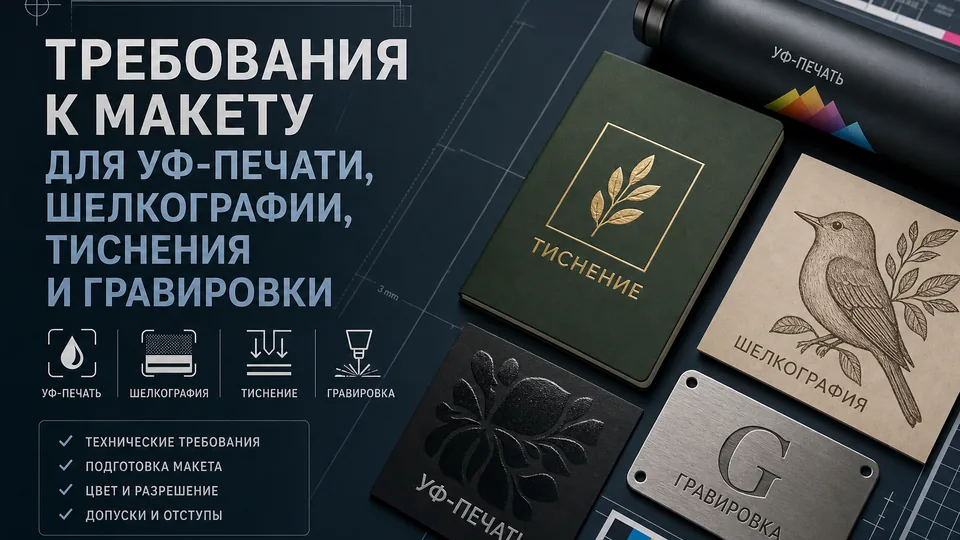 Требования к макету для УФ-печати, шелкографии, тиснения и гравировки